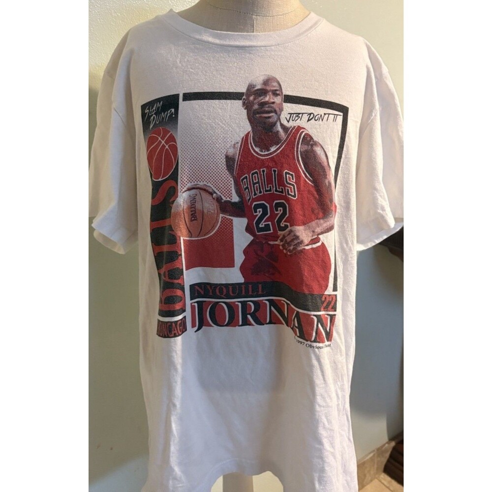RARE Anti Michael Jordan Shirt M 1997 Obvious Plant  Jornan Chicago Bulls BALLS